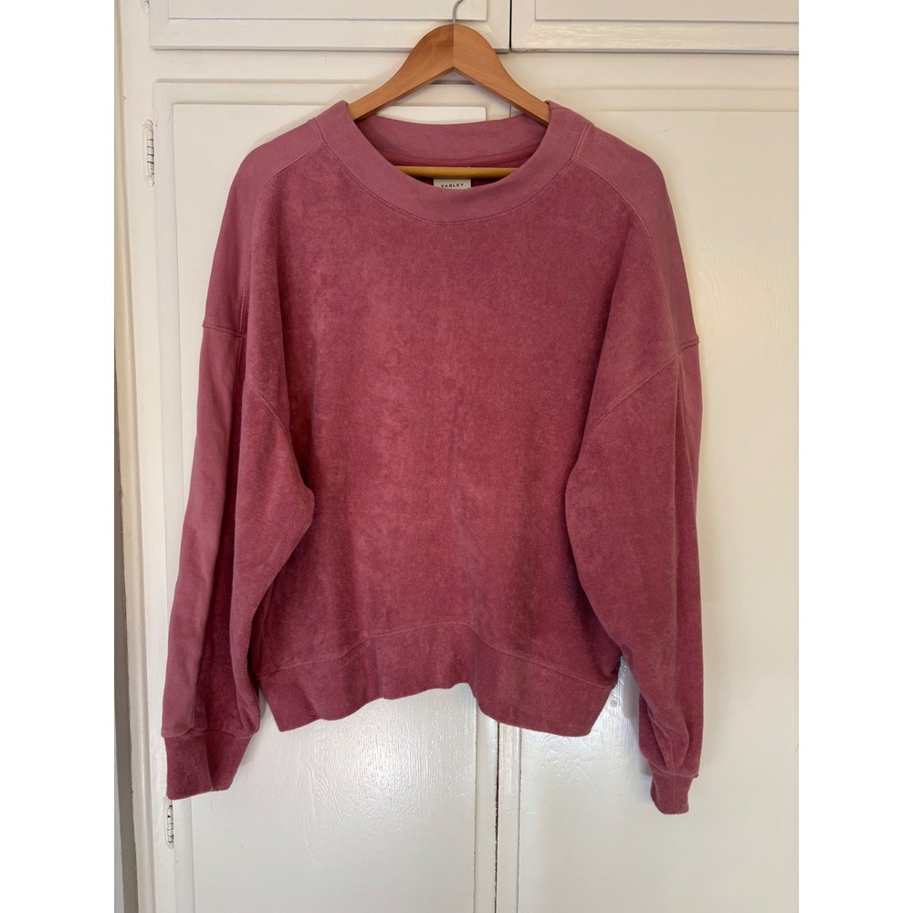 EUC Varley Lyle Rose Pink Terry Cloth Oversized Sweatshirt Crewneck Cotton Large